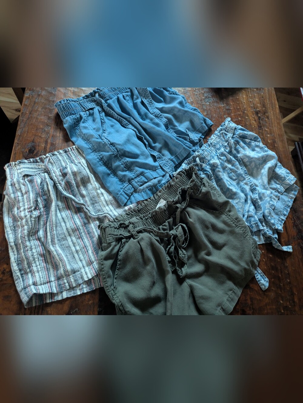 Four pairs of Knox Rose paperbag tie-waist shorts